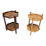 Mid-century marquetry two-tier stand, Czechoslovakia, 1960s–1970s