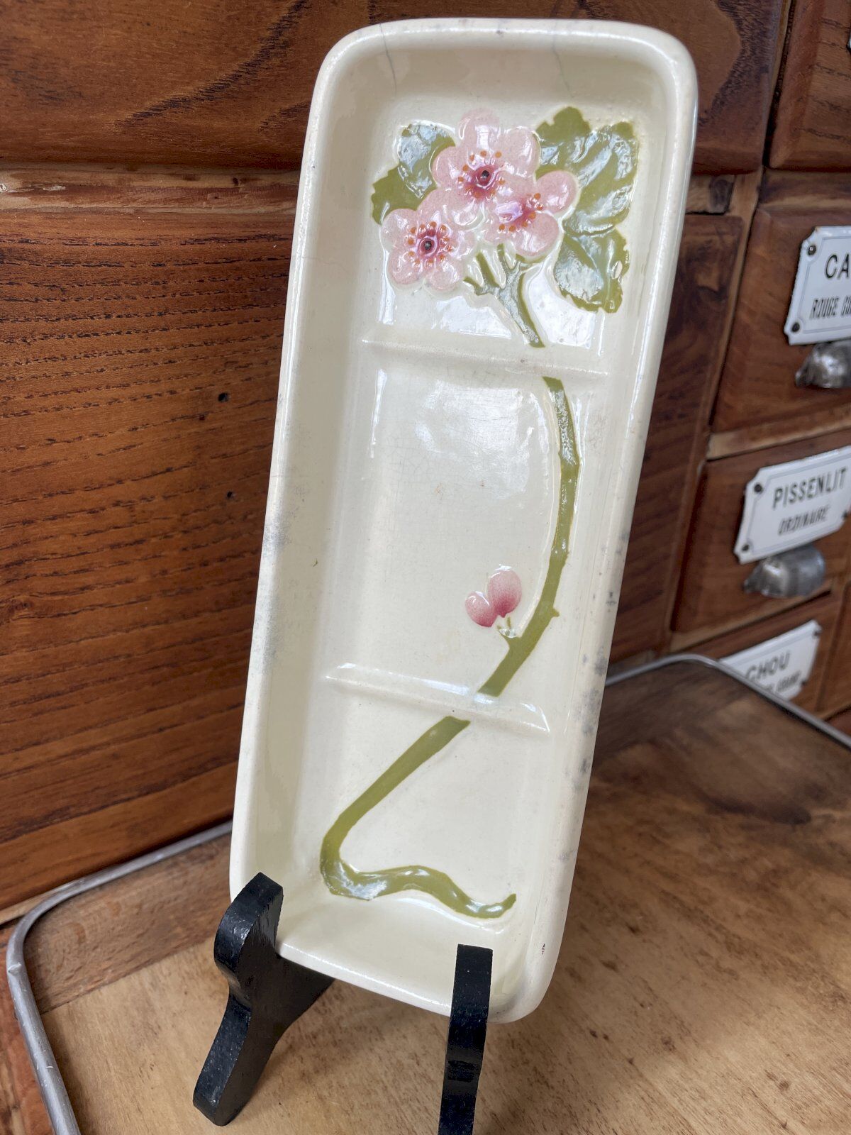 Ashtray or Comb holder Sarreguemines Art Nouveau