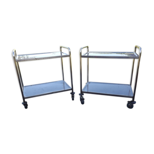 Paire de dessertes inox