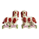 Pair of Staffordshire porcelain Cavalier King Charles dogs on terrace, 19th century.