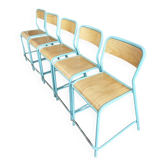 Suite de 5 tabourets hauts d’école / laboratoire vintage – 1980