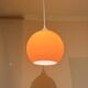 Suspension lamp Space Age 1970 vintage globe ball in orange opaline glass ceiling light chandelier