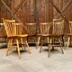 Series lot of 8 chairs bistrot Baumann modele menuet light wood dark wood