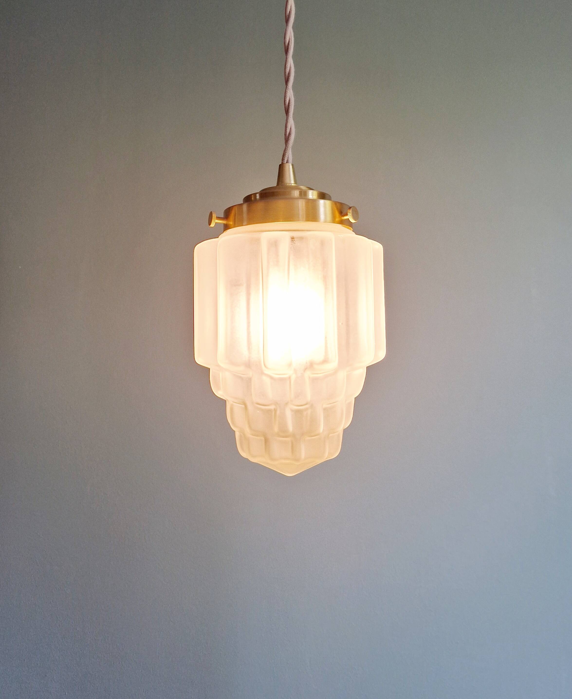 Art Deco satin glass pendant light, Skyscraper type (6 available)