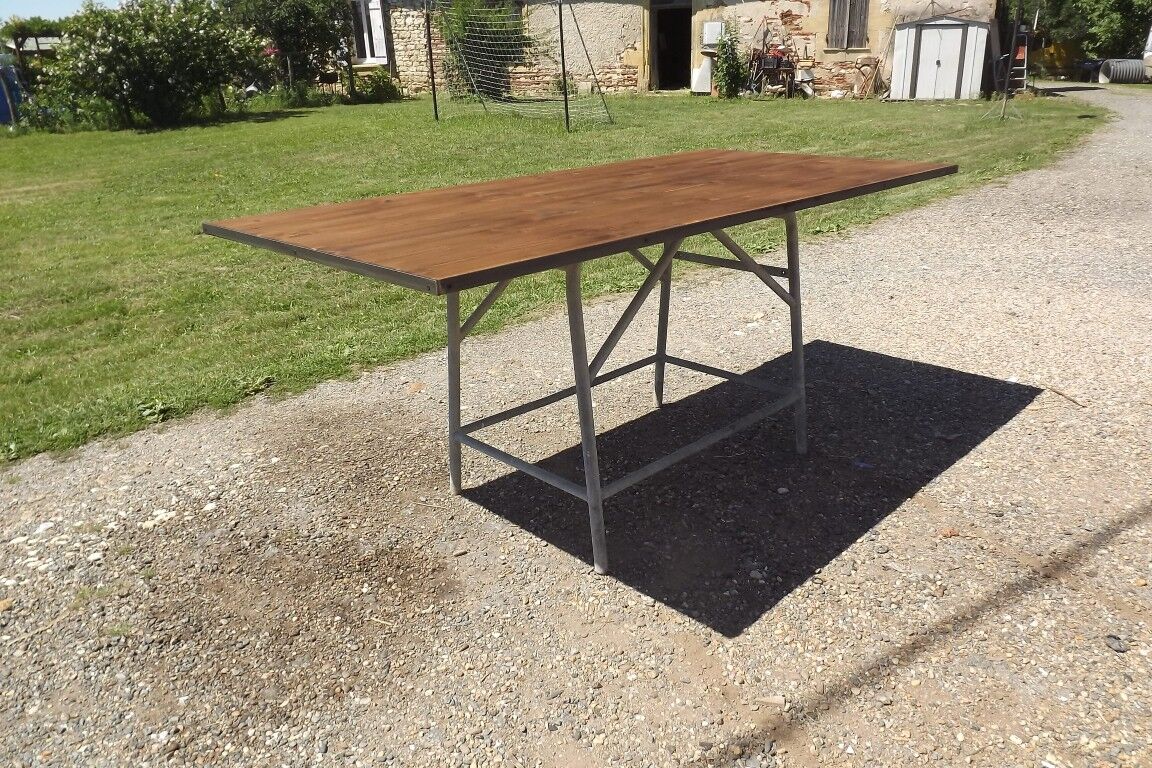 Table industrielle fer et bois | Selency
