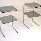 Pair of chrome bedside and 70s glass