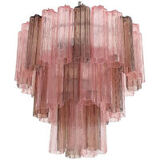 Fume’ and pink “tronchi” murano glass chandelier d60-3l