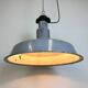 Large industrial midcentury grey enamel factory lamp, 1950s