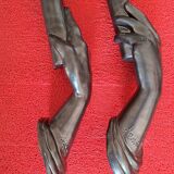 Pair of sculptural ceramic wall lights by Jean Marais