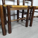 4 brutalist straw chairs