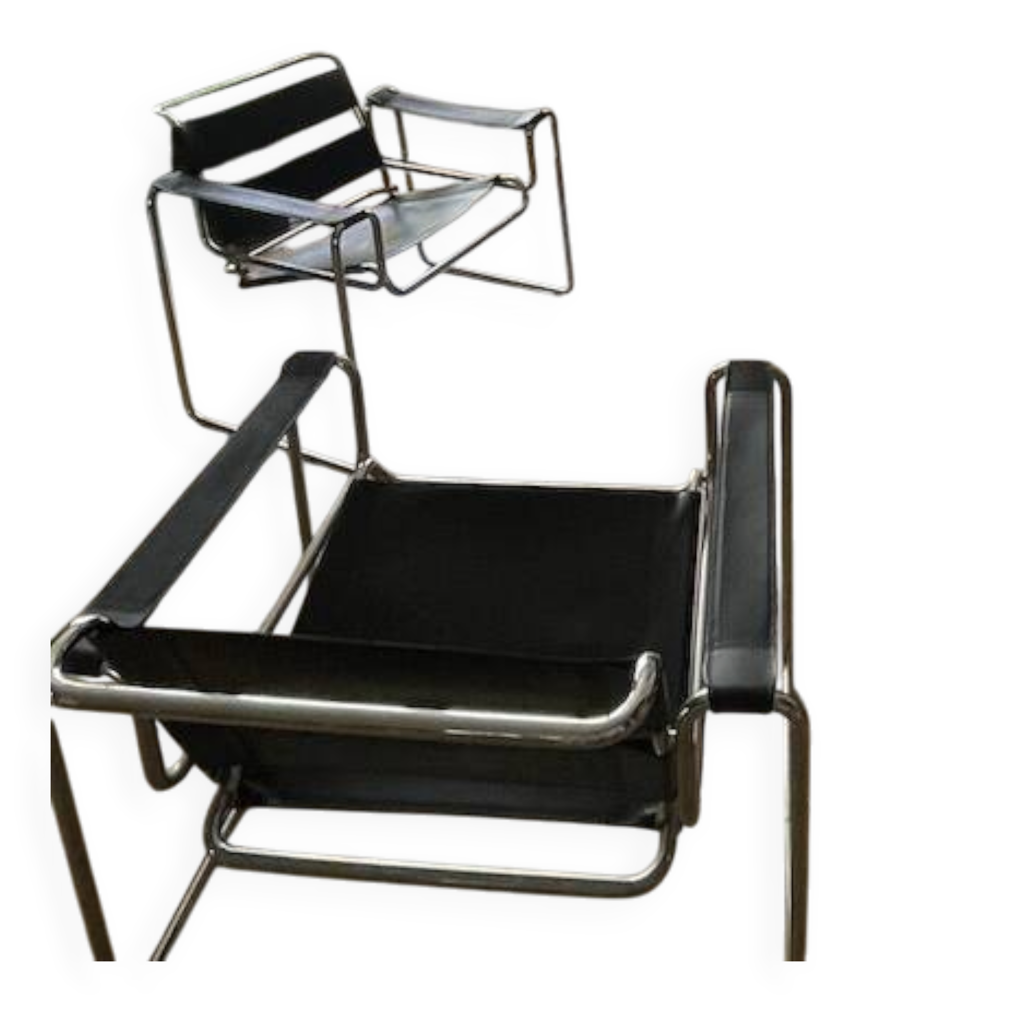 Salon design Canapé cuir italien et fauteuils inspiration Wassily