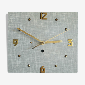 Horloge vintage pendule murale "Bleu-vert doré"