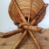 Basket on wooden and woven wicker legs 1950