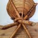 Basket on wooden and woven wicker legs 1950