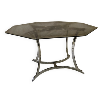 Smoked glass octagonal table from the early 1970s.
