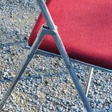 Set de 9 chaises pliantes  des années 70 tweed et métal chromé