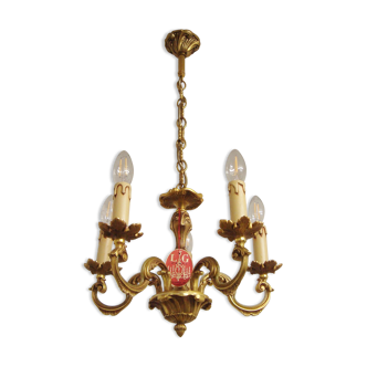Lustre vintage Lucien Gau Paris en bronze