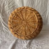 Round vintage woven wicker basket