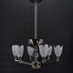 6-spoke Art Deco Modernist chrome chandelier, France, circa 1930