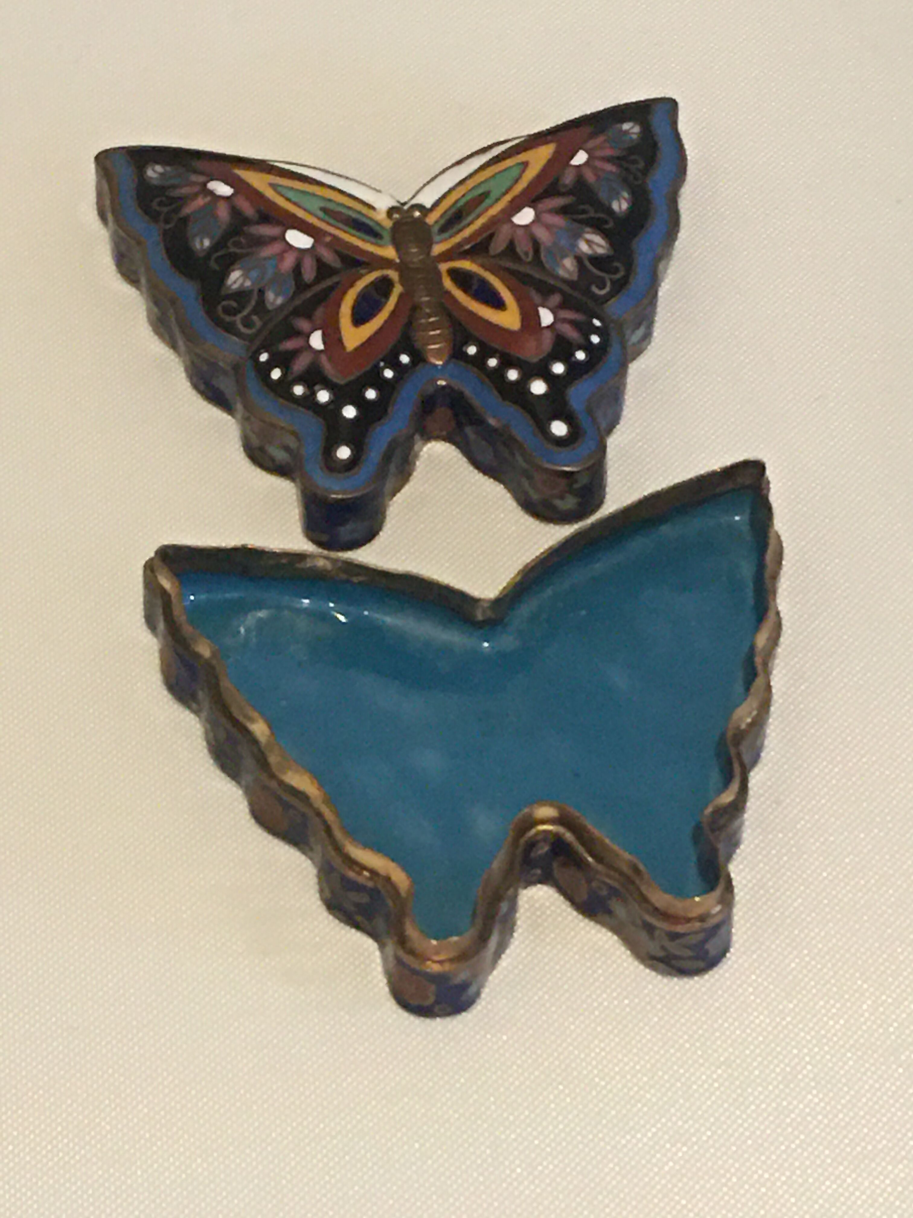 Enamelled brass butterfly box