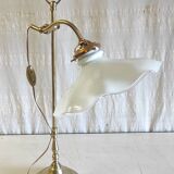 Articulated table lamp in brass and opaline - mid 20th century.