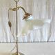 Articulated table lamp in brass and opaline - mid 20th century.