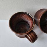 Set of 2 ceramic stoneware mugs cups Signed Alesia