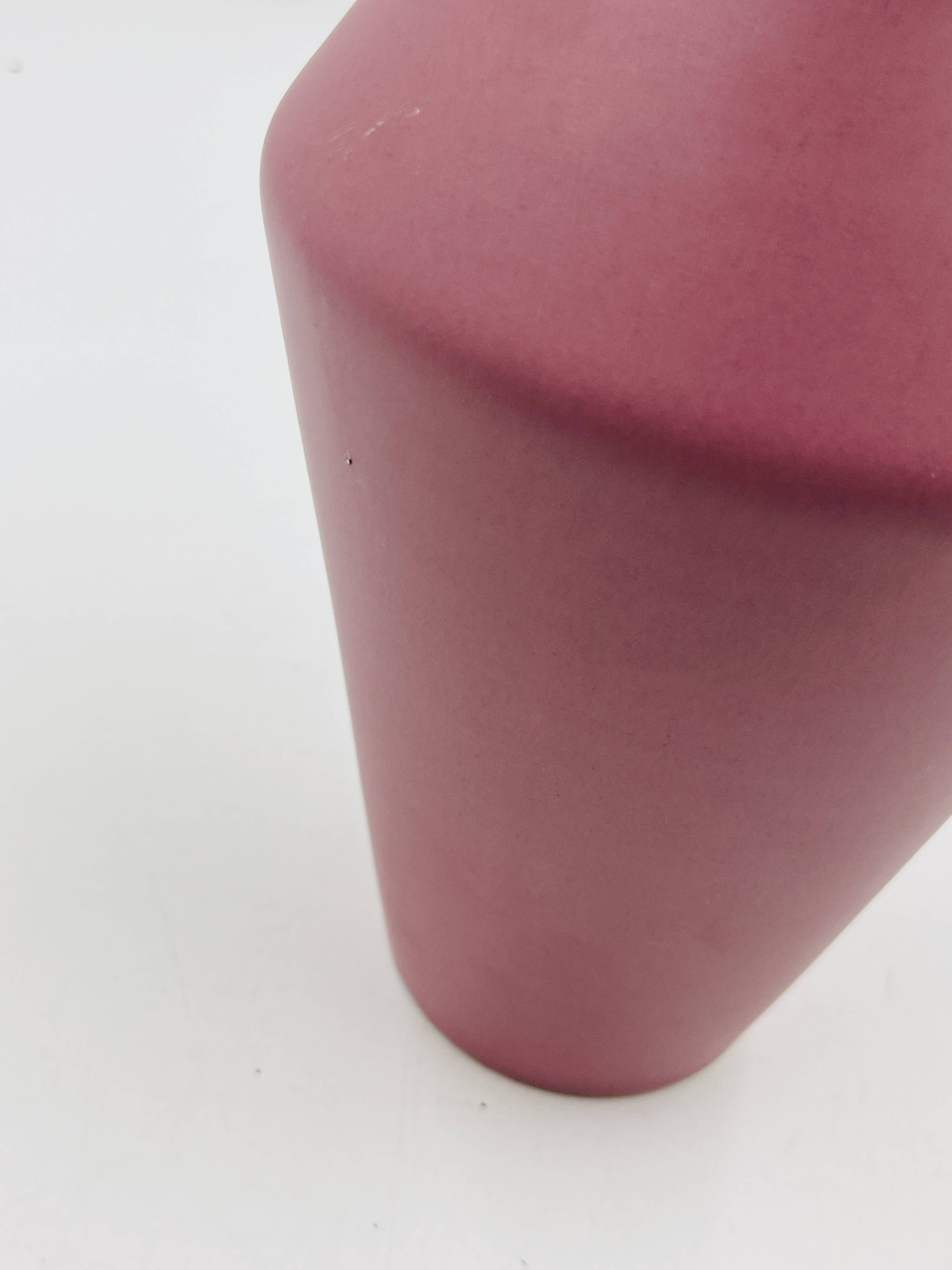 Vintage matte powder pink ceramic vase