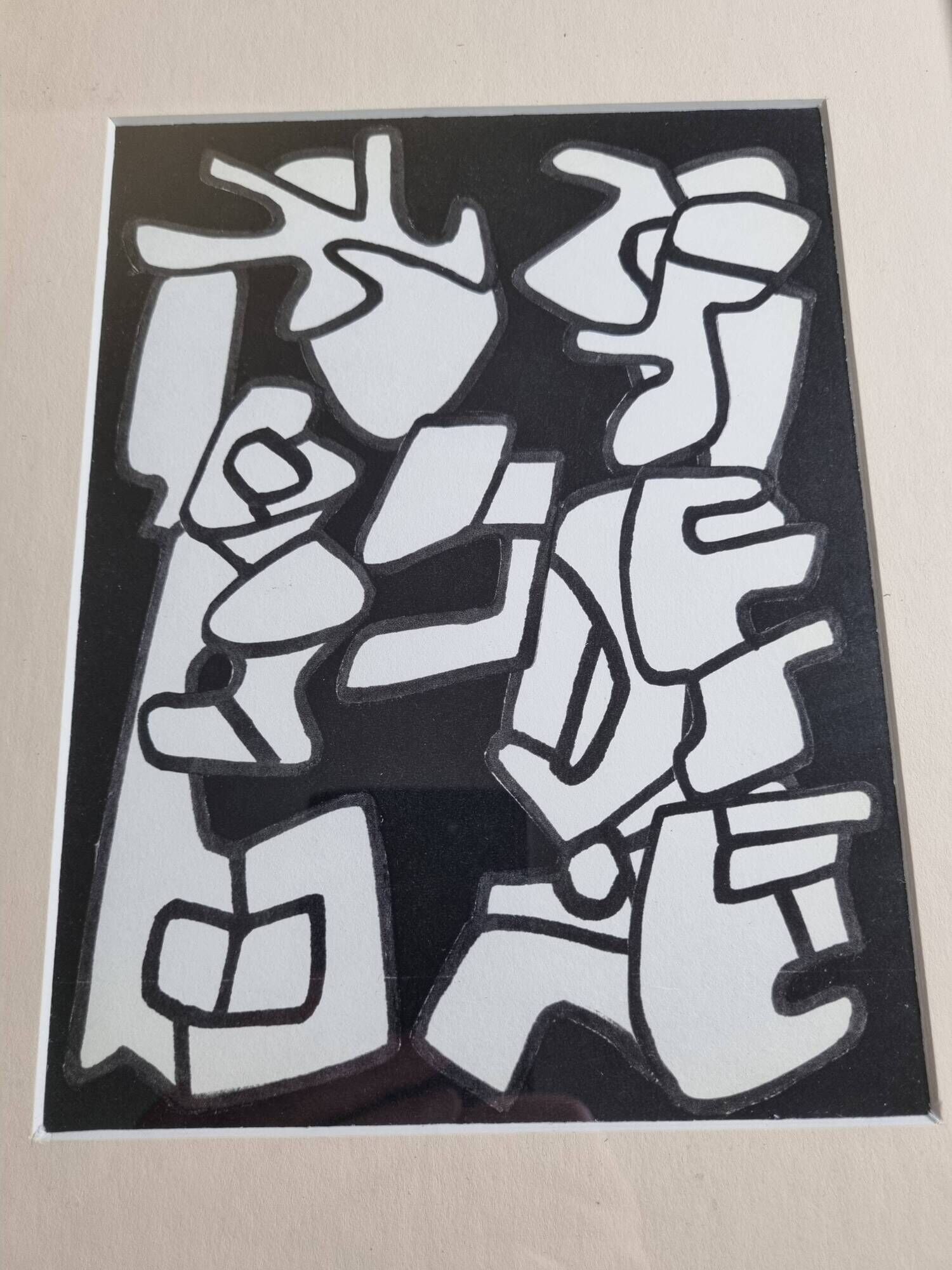 Screenprint after Jean Dubuffet framed under glass 26 cm by 32 cm