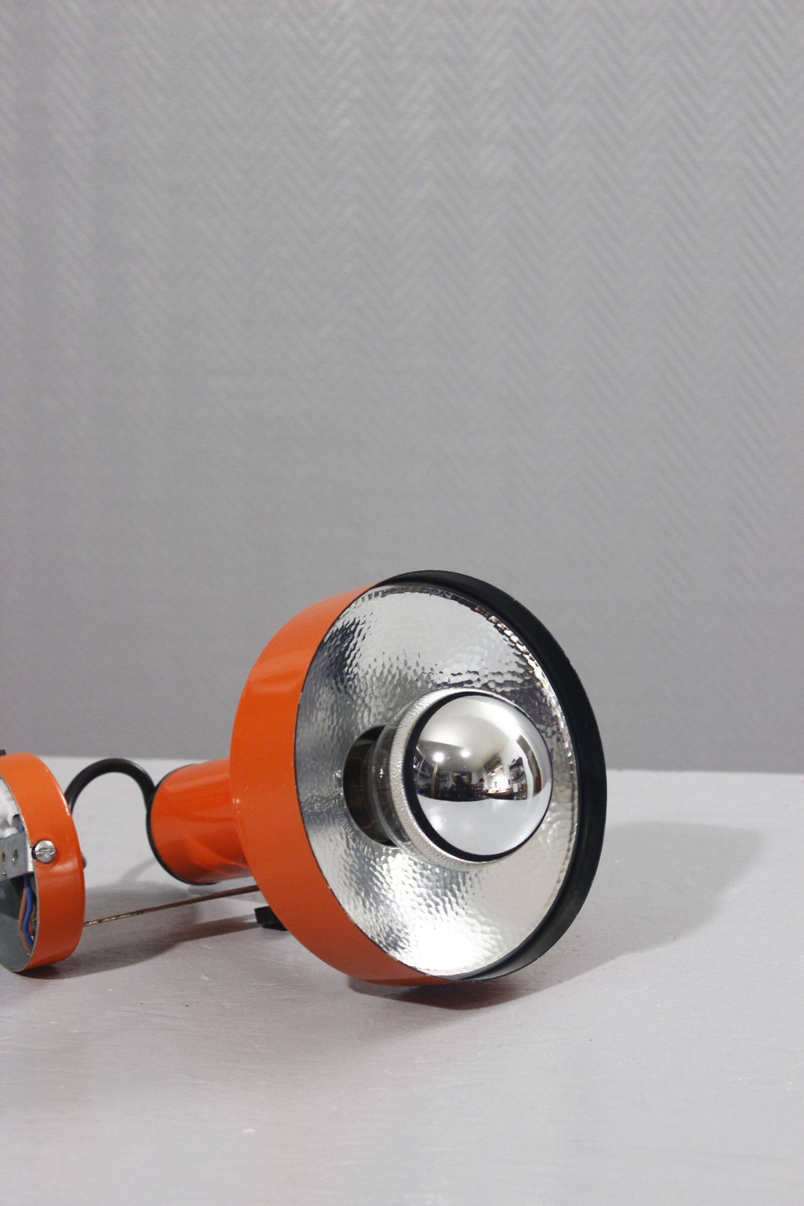 Applique vintage spot orientable aluminium orange design 1970s