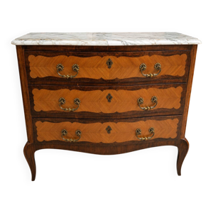 Commode galbée louis - marqueterie