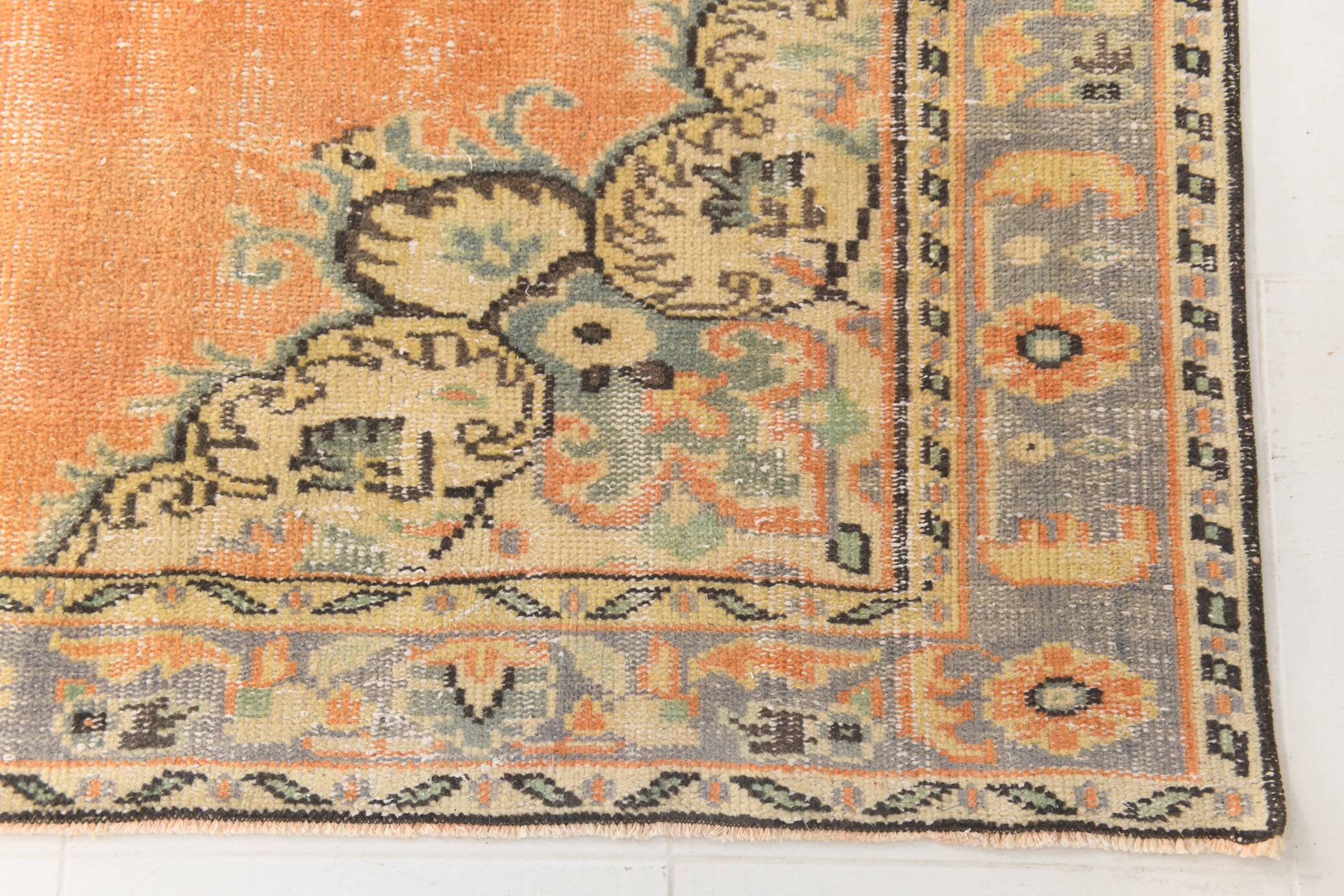 6x9 Vintage Pale Orange Oushak Handmade Vintage Rug, 176x260 Cm