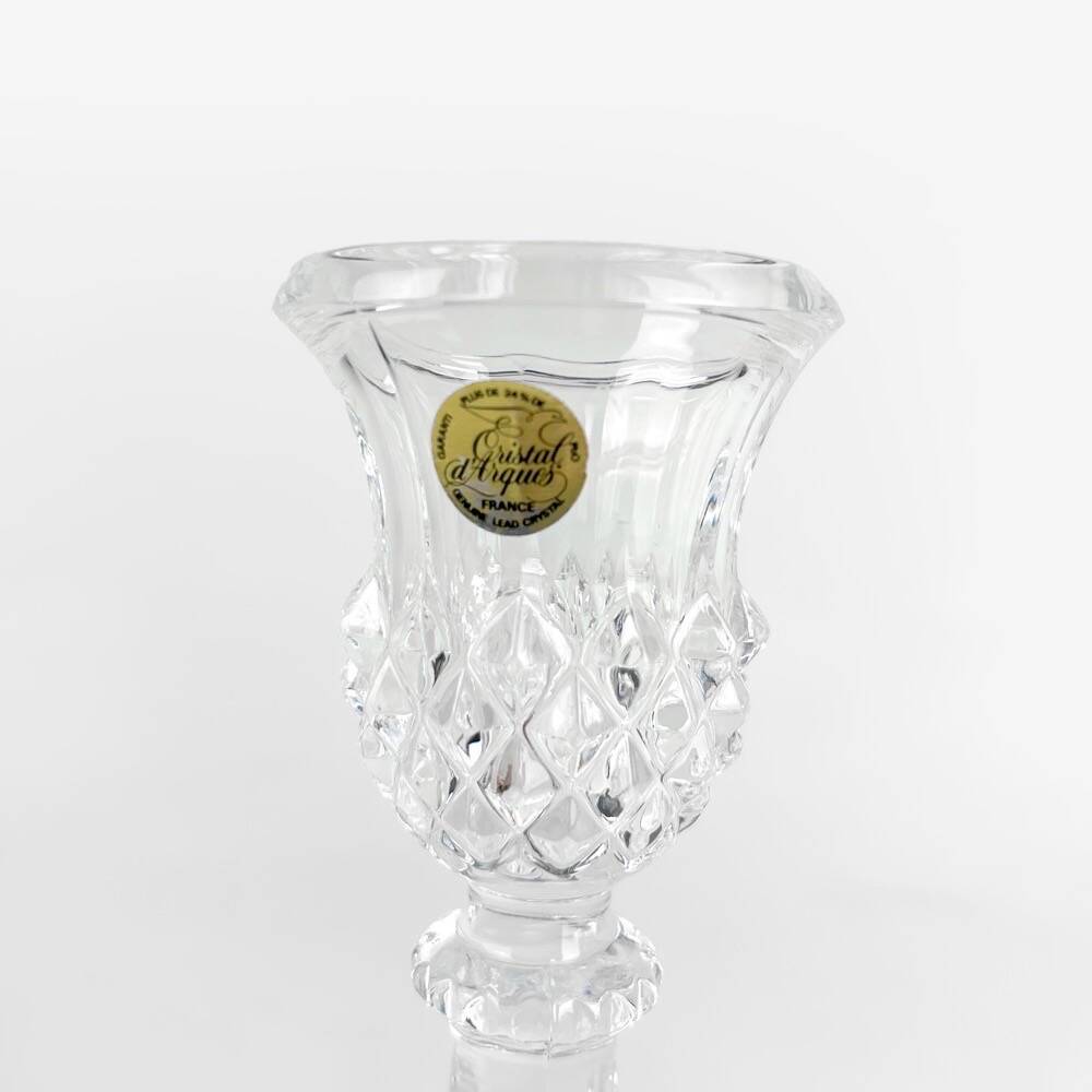 Pair of cristal d'arques candlesticks, maintenon model, 1980s
