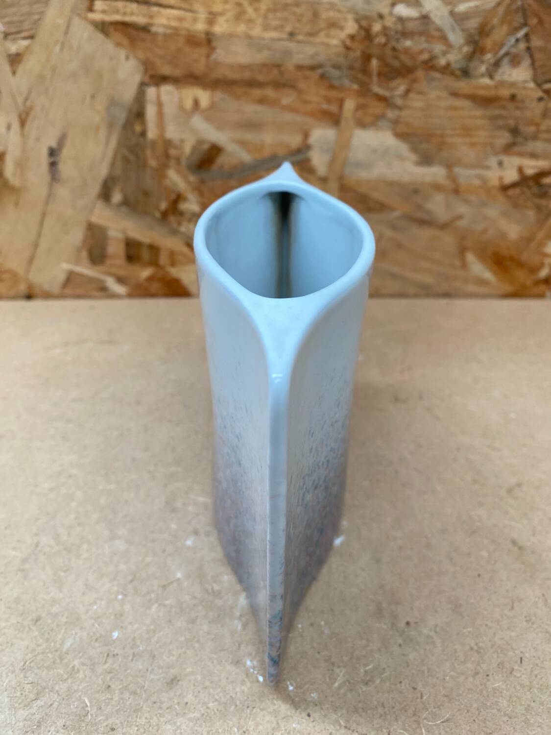 Antique vase virebent white porcelain speckled blue pink vintage