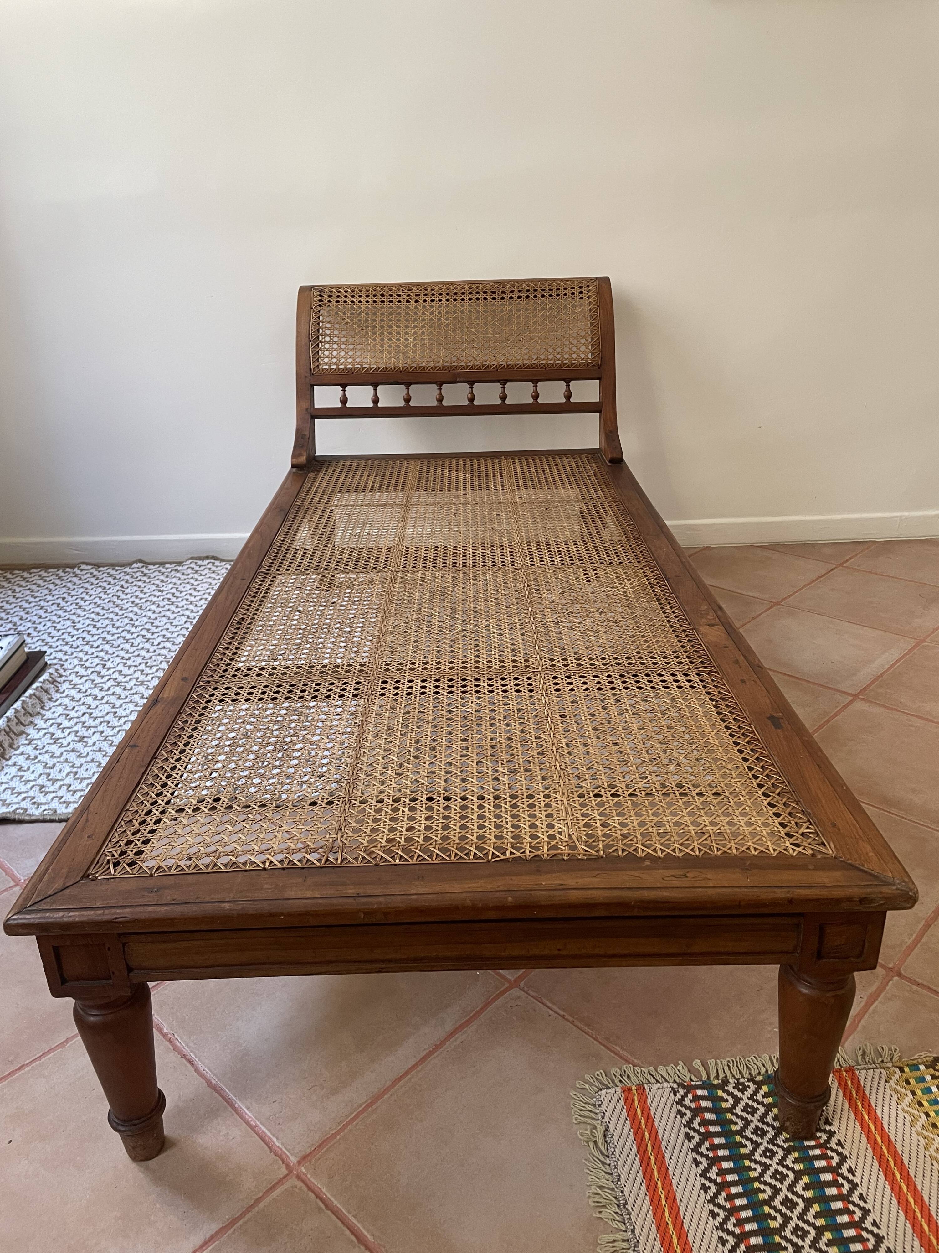 Indonesian daybed, canework and Java teak