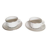 Apilco white and silver bistro cups