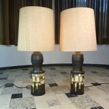 Set of 2 Ceramic Large Floor or Table Lamps by Georges Pelletier for Accolay, France 1960s