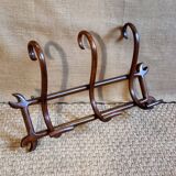 Wall-mounted bistro coat rack with 3 hooks on a late 19th century frame