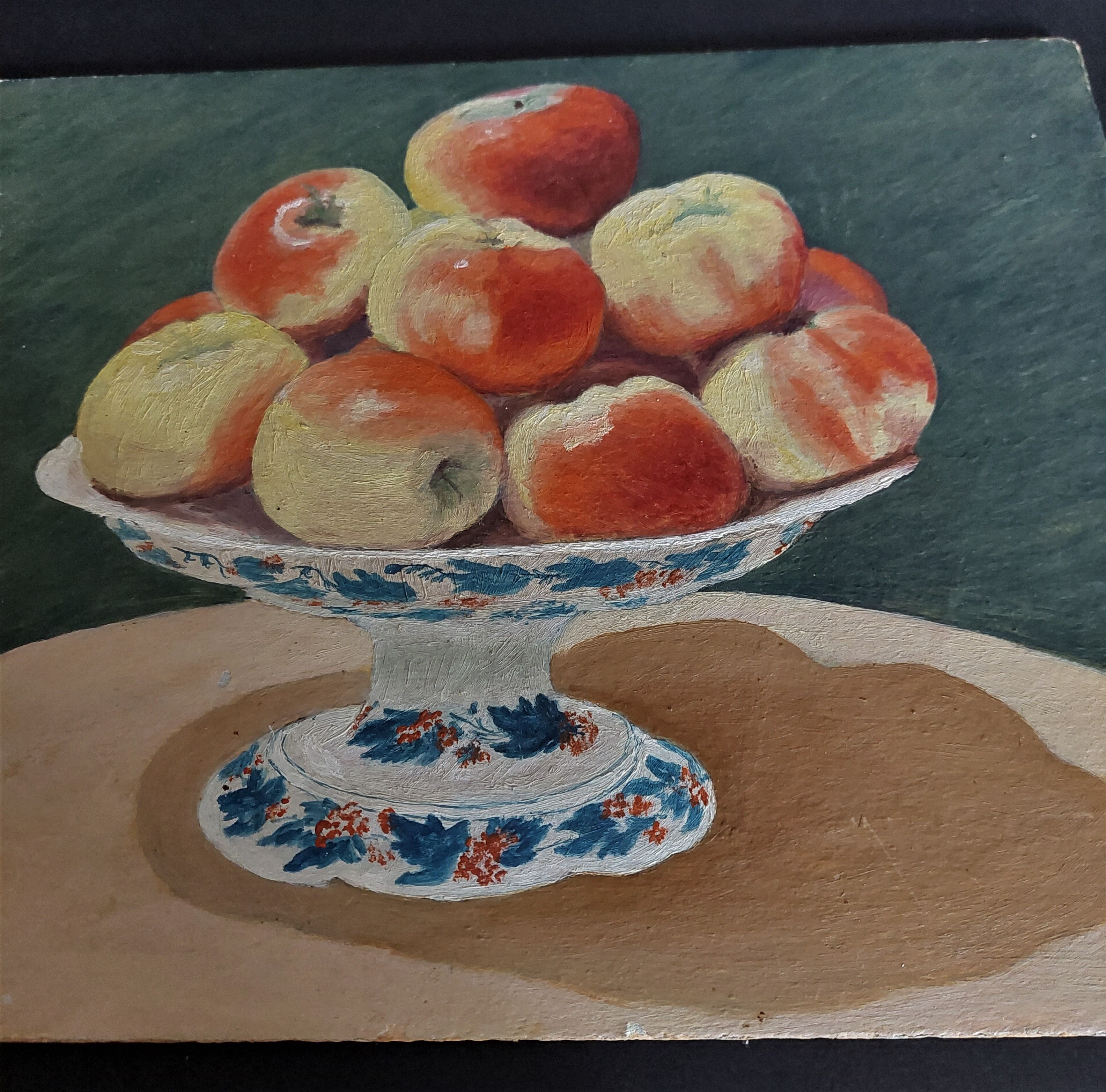 Painting oil on panel still life apples
