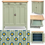 Renovated khaki Art Deco Parisian buffet in beech.