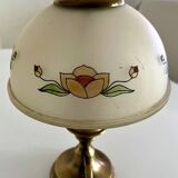 Lampe vintage en laiton et verre dépoli