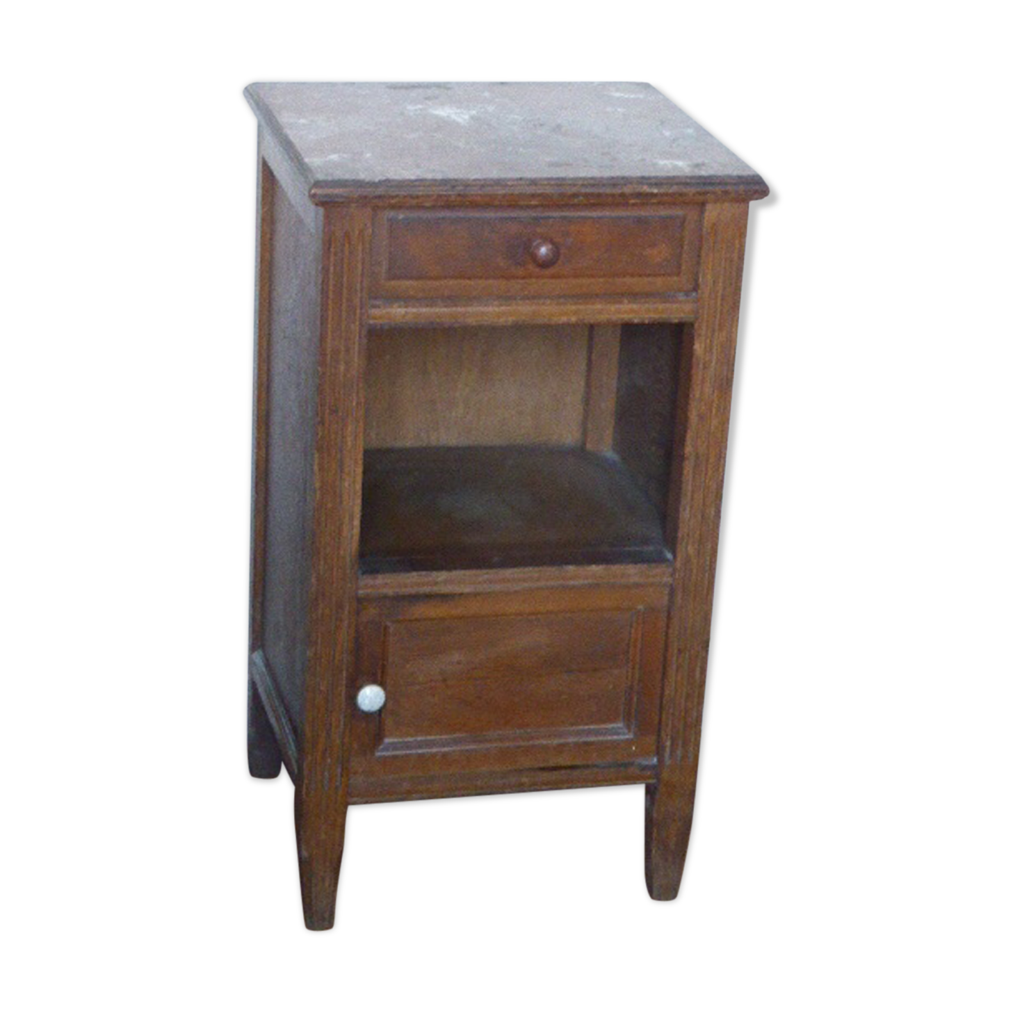 Nightstand wood and pink marble, art deco