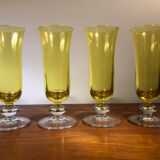 Large transparent yellow champagne flutes