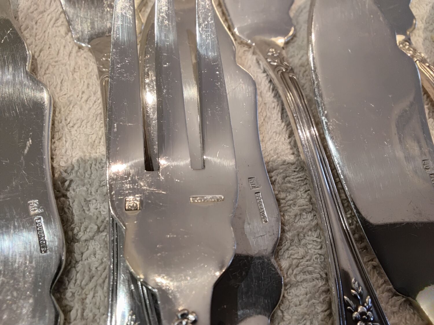 12 forks, 12 silver-plated fish knives Boulenger LXV