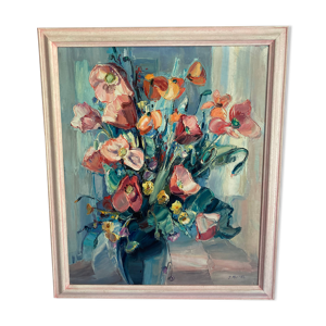 Jack Mutel « Les Pavots » huile