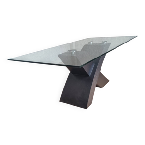 Table en verre et bois