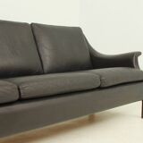 Canapé trois places Aage Christiansen en cuir marron foncé, 1960's
