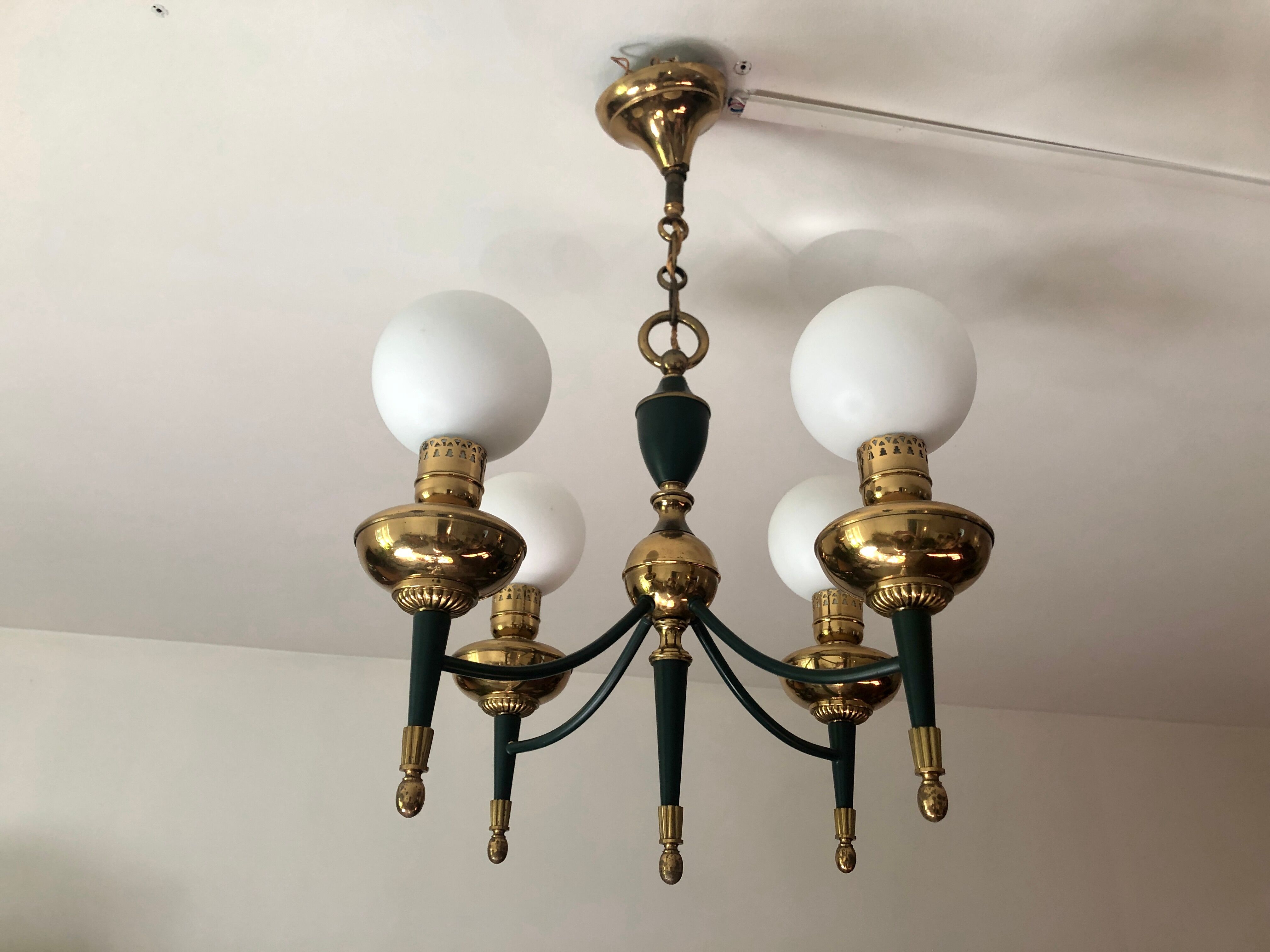 Green and gold directoire chandelier