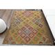 1970s Vintage Turkish Oushak Handmade Wool Cotton Yellow Runner Rug 158x201