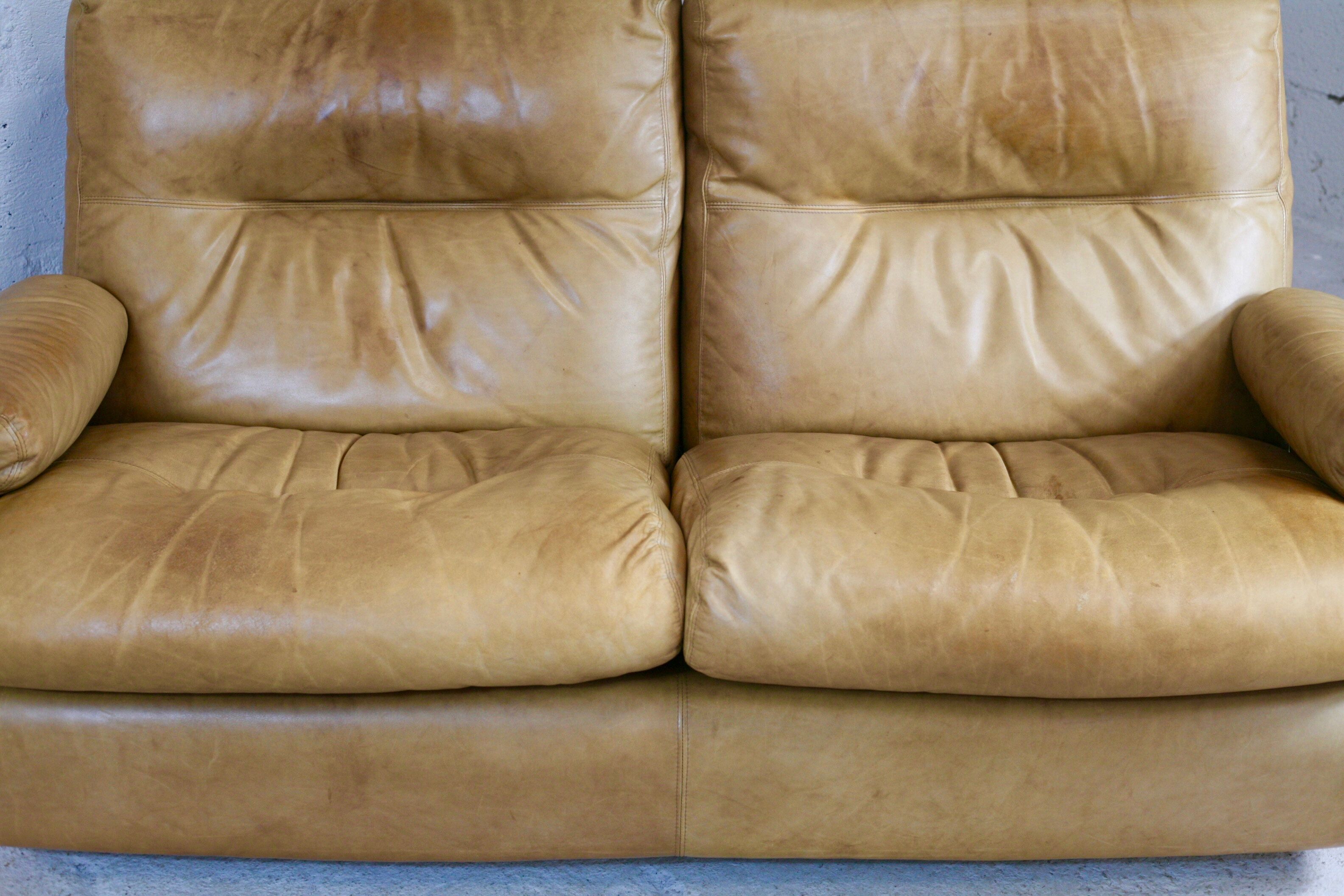 Leather sofa, Albany model, late 70's, Roset edition